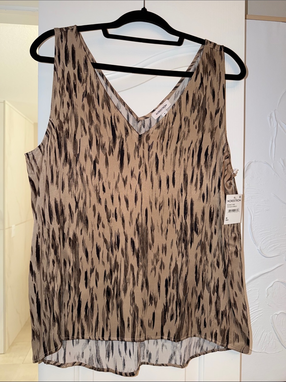 Nordstrom Tan and Black Animal-Print V-Neck Top